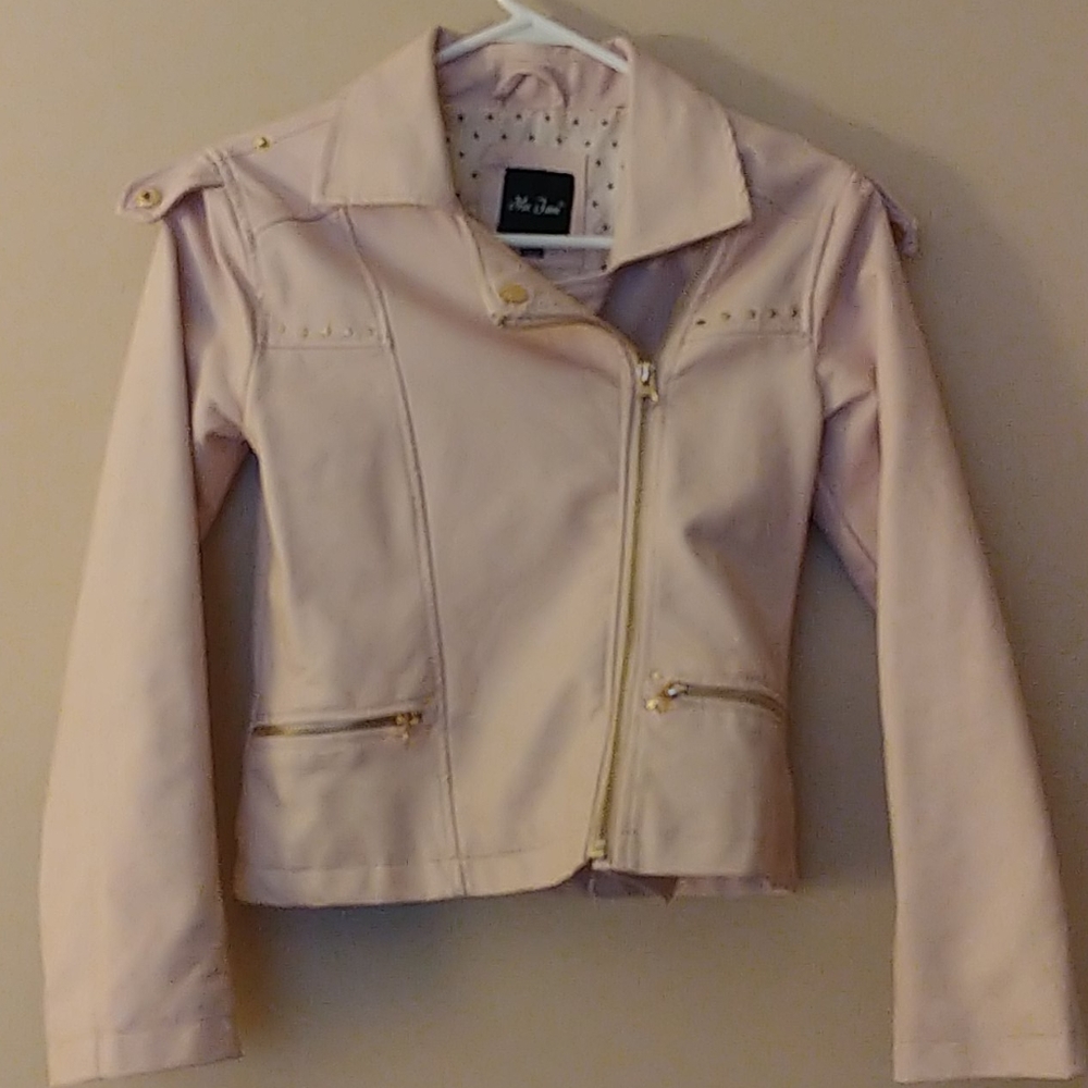 Girls pink faux leather jacket
